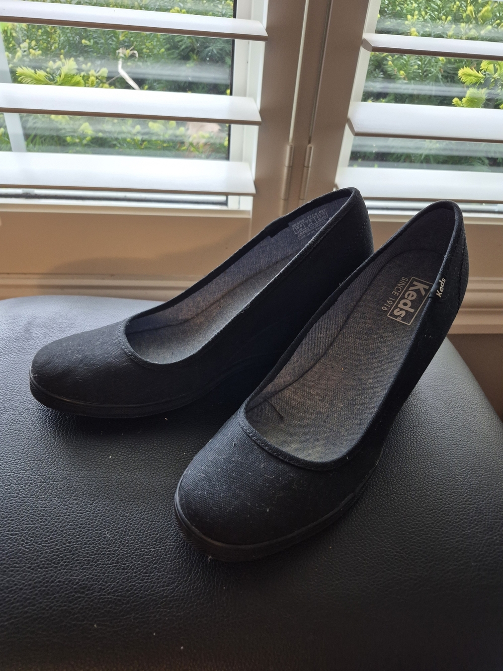 Keds Women’s Black Canvas Wedge Pumps